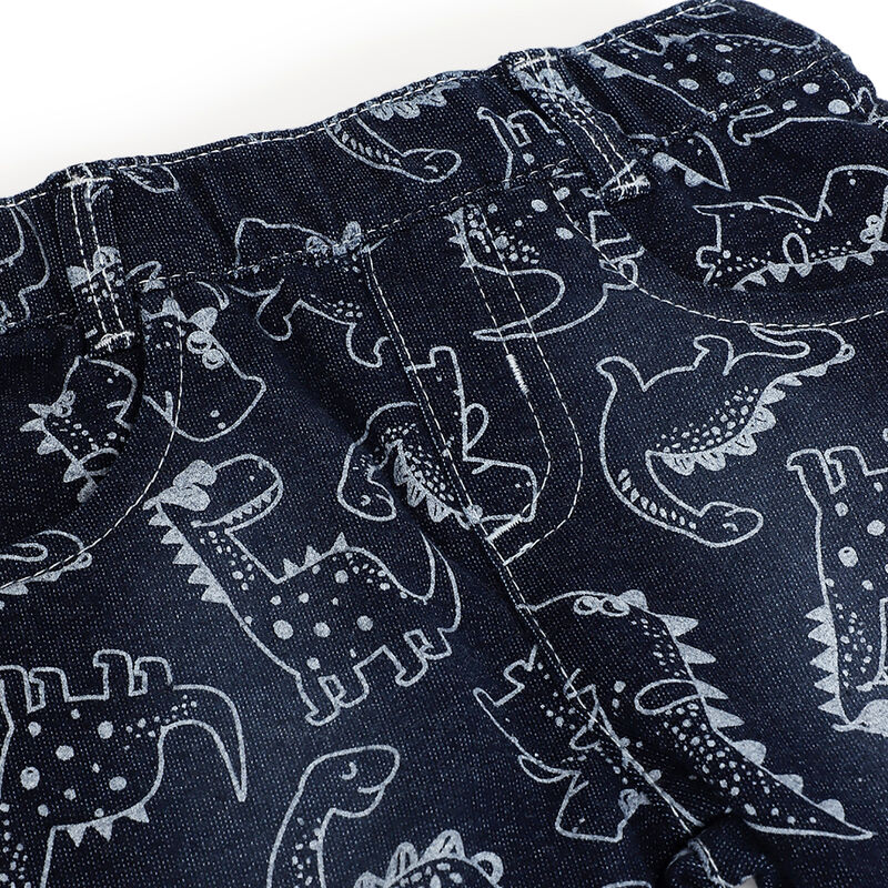 Boys Dark Blue Printed Long Trousers image number 2